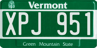 VT license plate XPJ951