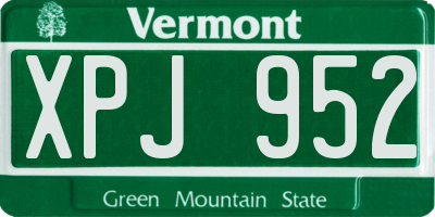 VT license plate XPJ952