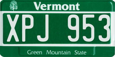 VT license plate XPJ953