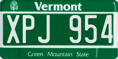 VT license plate XPJ954