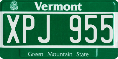 VT license plate XPJ955