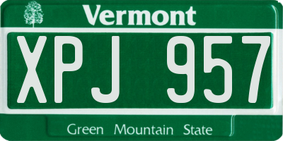 VT license plate XPJ957