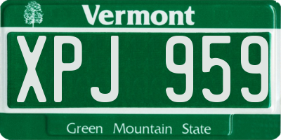 VT license plate XPJ959