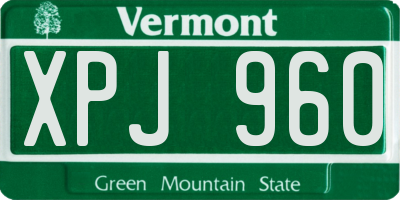 VT license plate XPJ960