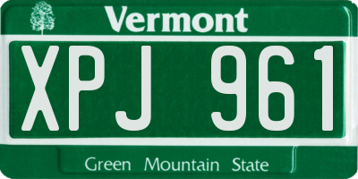 VT license plate XPJ961