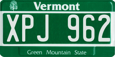 VT license plate XPJ962