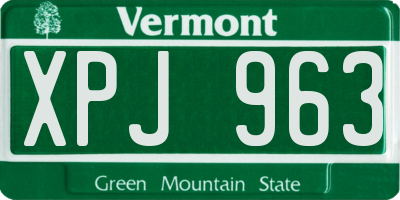 VT license plate XPJ963