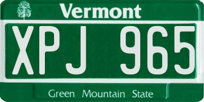 VT license plate XPJ965
