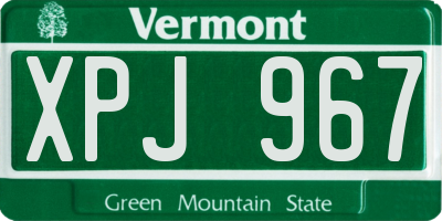 VT license plate XPJ967