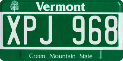VT license plate XPJ968