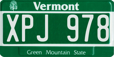 VT license plate XPJ978