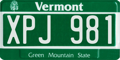 VT license plate XPJ981
