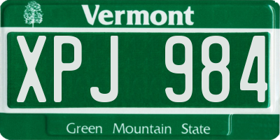 VT license plate XPJ984