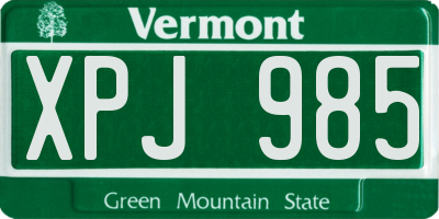 VT license plate XPJ985