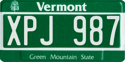 VT license plate XPJ987
