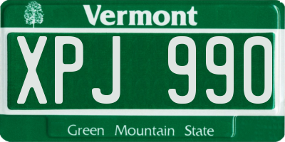 VT license plate XPJ990