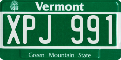 VT license plate XPJ991