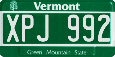 VT license plate XPJ992