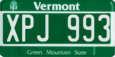 VT license plate XPJ993