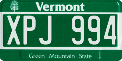 VT license plate XPJ994