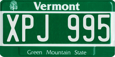 VT license plate XPJ995