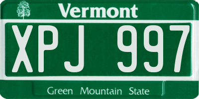 VT license plate XPJ997