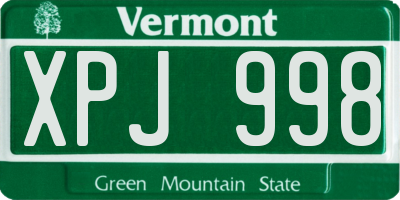 VT license plate XPJ998