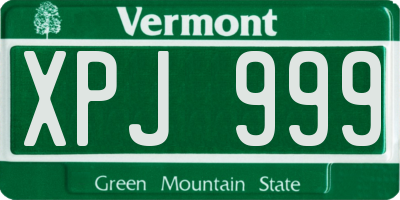 VT license plate XPJ999