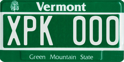 VT license plate XPK000