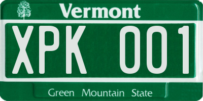 VT license plate XPK001
