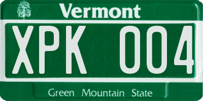VT license plate XPK004