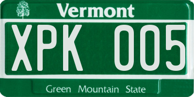 VT license plate XPK005