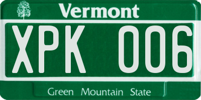 VT license plate XPK006