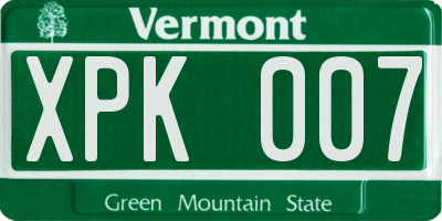 VT license plate XPK007