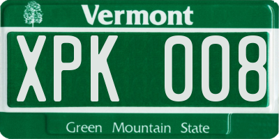 VT license plate XPK008