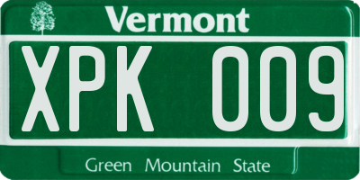 VT license plate XPK009