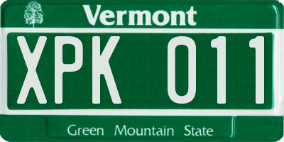 VT license plate XPK011