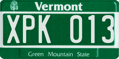 VT license plate XPK013