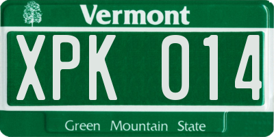 VT license plate XPK014