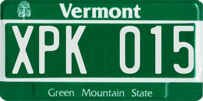 VT license plate XPK015
