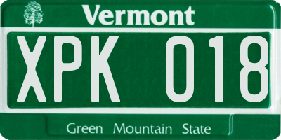 VT license plate XPK018