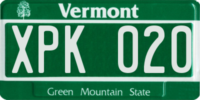VT license plate XPK020