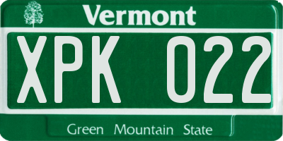 VT license plate XPK022