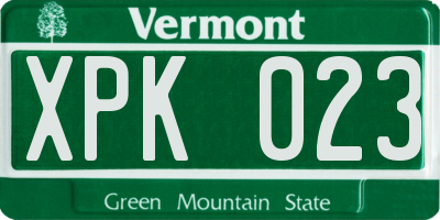 VT license plate XPK023