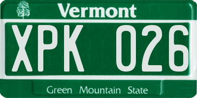 VT license plate XPK026