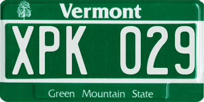 VT license plate XPK029