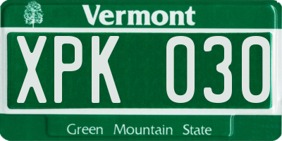 VT license plate XPK030