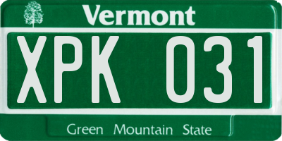VT license plate XPK031