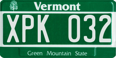 VT license plate XPK032