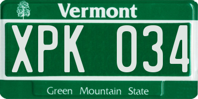 VT license plate XPK034